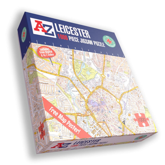 A to Z Map of Leicester Jigsaw Puzzle For Adults - 1000 Piece Jigsaw Puzzle Gift - Map jigsaw Puzzles, Map Gift