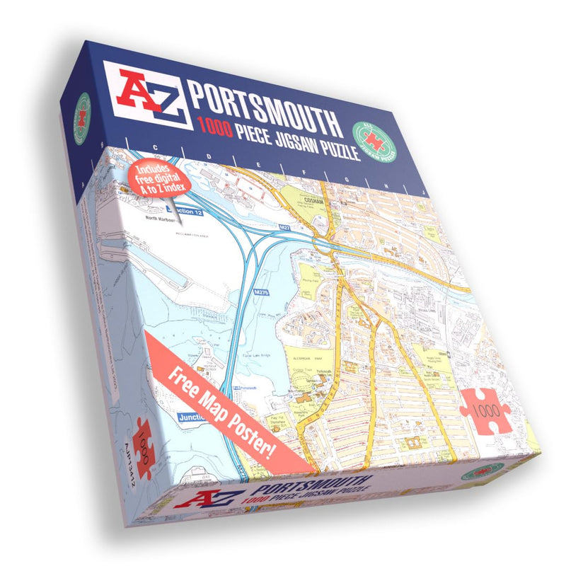 A to Z Map of Portsmouth Jigsaw Puzzle For Adults - 1000 Piece Jigsaw Puzzle Gift - Map jigsaw Puzzles, Map Gift
