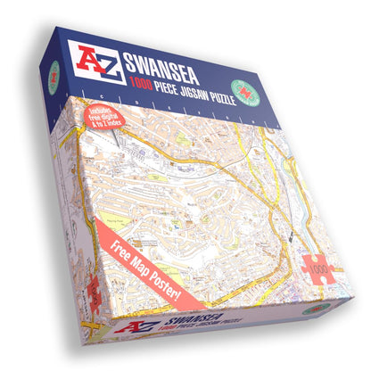 A to Z Map of Swansea Jigsaw Puzzle For Adults - 1000 Piece Jigsaw Puzzle Gift - Map jigsaw Puzzles, Map Gift