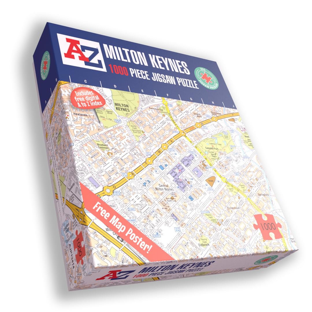 A to Z Map of Milton Keynes Jigsaw Puzzle For Adults - 1000 Piece Jigsaw Puzzle Gift - Map jigsaw Puzzles, Map Gift
