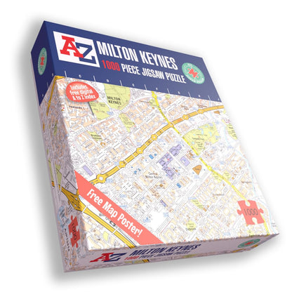 A to Z Map of Milton Keynes Jigsaw Puzzle For Adults - 1000 Piece Jigsaw Puzzle Gift - Map jigsaw Puzzles, Map Gift