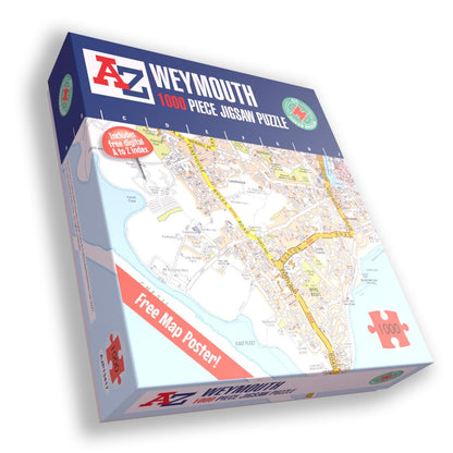 A to Z Map of Weymouth Jigsaw Puzzle For Adults - 1000 Piece Jigsaw Puzzle Gift - Map jigsaw Puzzles, Map Gift