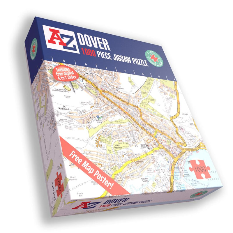 A to Z Map of Dover Jigsaw Puzzle For Adults - 1000 Piece Jigsaw Puzzle Gift - Map jigsaw Puzzles, Map Gift
