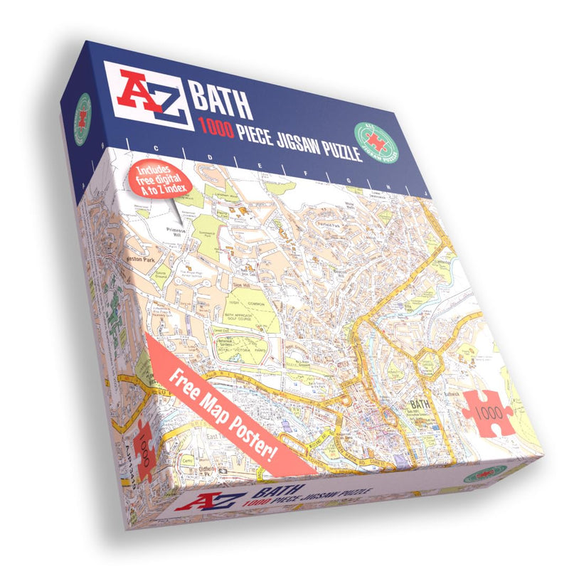 A to Z Map of Bath Jigsaw Puzzle For Adults - 1000 Piece Jigsaw Puzzle Gift - Map jigsaw Puzzles, Map Gift