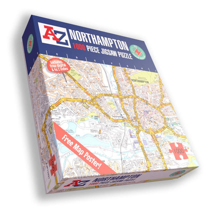 A to Z Map of Northampton Jigsaw Puzzle For Adults - 1000 Piece Jigsaw Puzzle Gift - Map jigsaw Puzzles, Map Gift