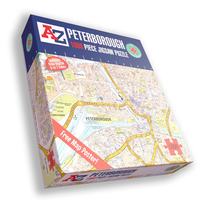 A to Z Map of Peterborough Jigsaw Puzzle For Adults - 1000 Piece Jigsaw Puzzle Gift - Map jigsaw Puzzles, Map Gift
