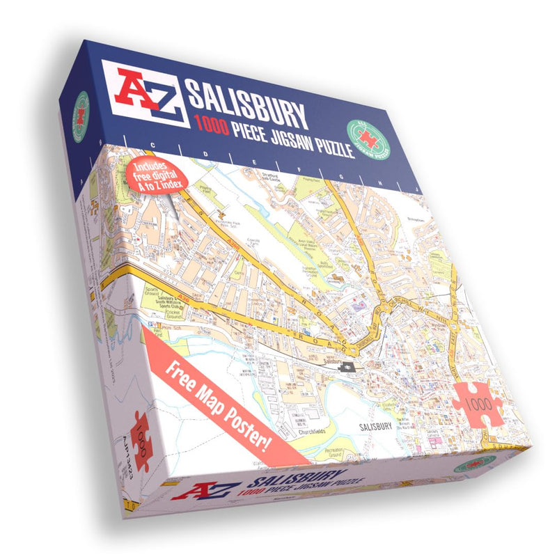 A to Z Map of Salisbury Jigsaw Puzzle For Adults - 1000 Piece Jigsaw Puzzle Gift - Map jigsaw Puzzles, Map Gift