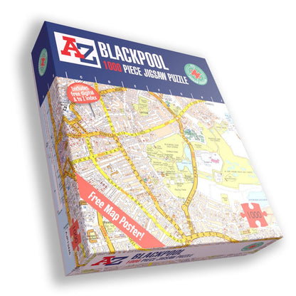 A to Z Map of Blackpool Jigsaw Puzzle For Adults - 1000 Piece Jigsaw Puzzle Gift - Map jigsaw Puzzles, Map Gift