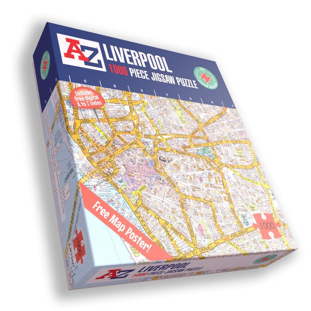 A to Z Map of Liverpool Jigsaw Puzzle For Adults - 1000 Piece Jigsaw Puzzle Gift - Map jigsaw Puzzles, Map Gift