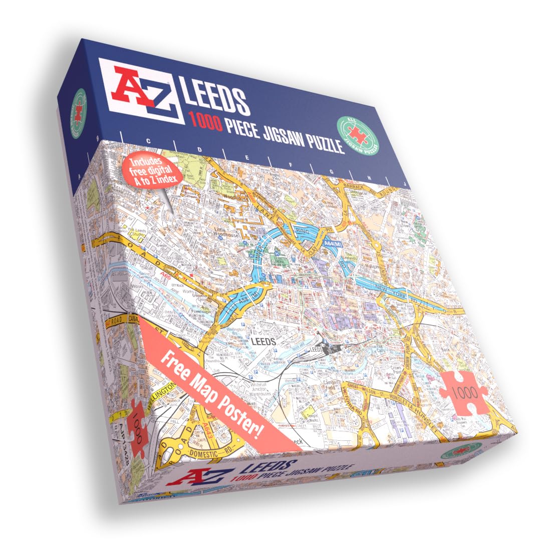 A to Z Map of Leeds Jigsaw Puzzle For Adults - 1000 Piece Jigsaw Puzzle Gift - Map jigsaw Puzzles, Map Gift