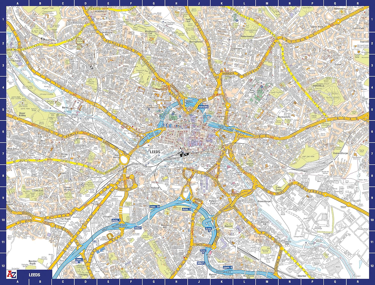 A to Z Map of Leeds Jigsaw Puzzle For Adults - 1000 Piece Jigsaw Puzzle Gift - Map jigsaw Puzzles, Map Gift