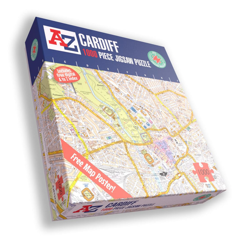 A to Z Map of Cardiff Jigsaw Puzzle For Adults - 1000 Piece Jigsaw Puzzle Gift - Map jigsaw Puzzles, Map Gift
