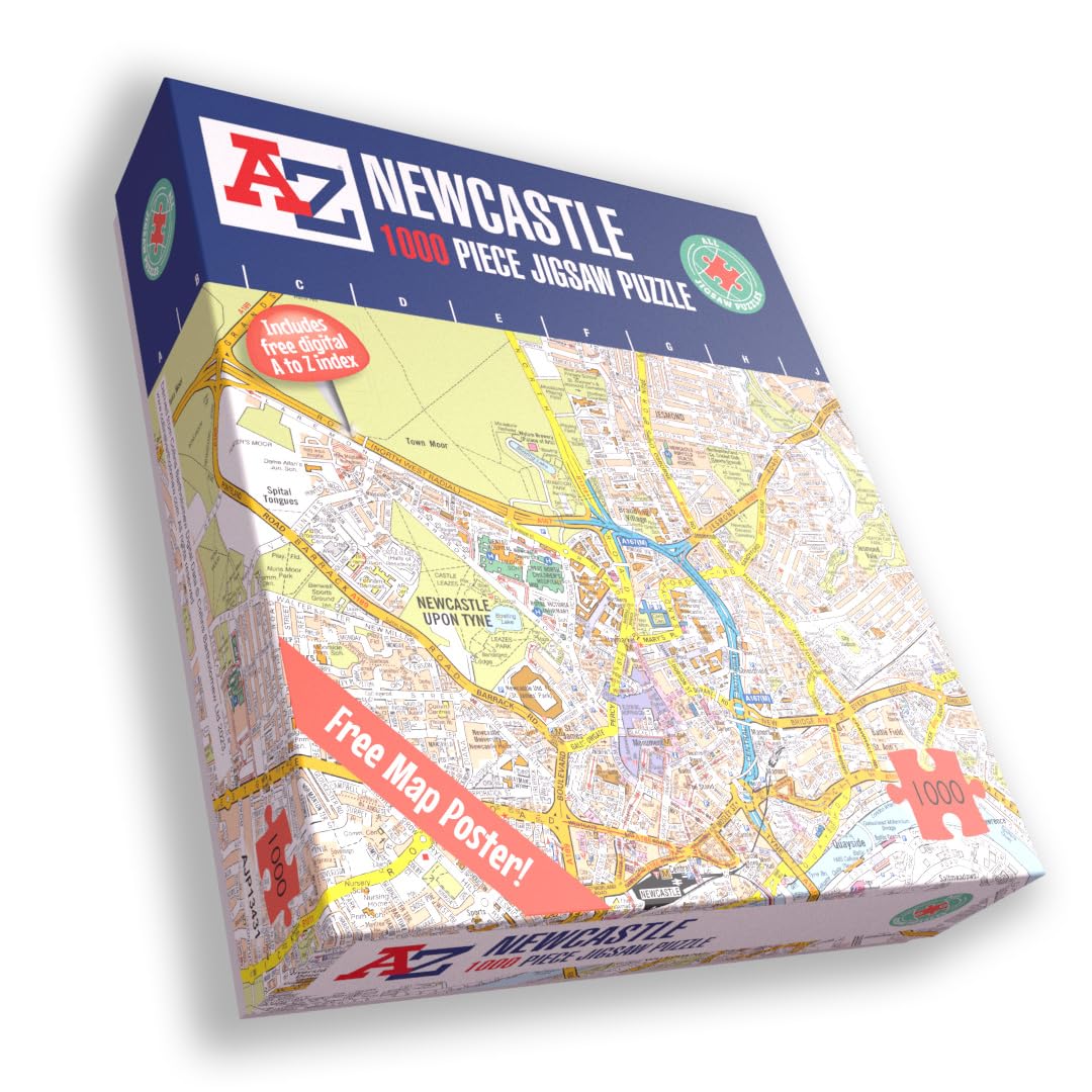 A to Z Map of Newcastle Jigsaw Puzzle For Adults - 1000 Piece Jigsaw Puzzle Gift - Map jigsaw Puzzles, Map Gift