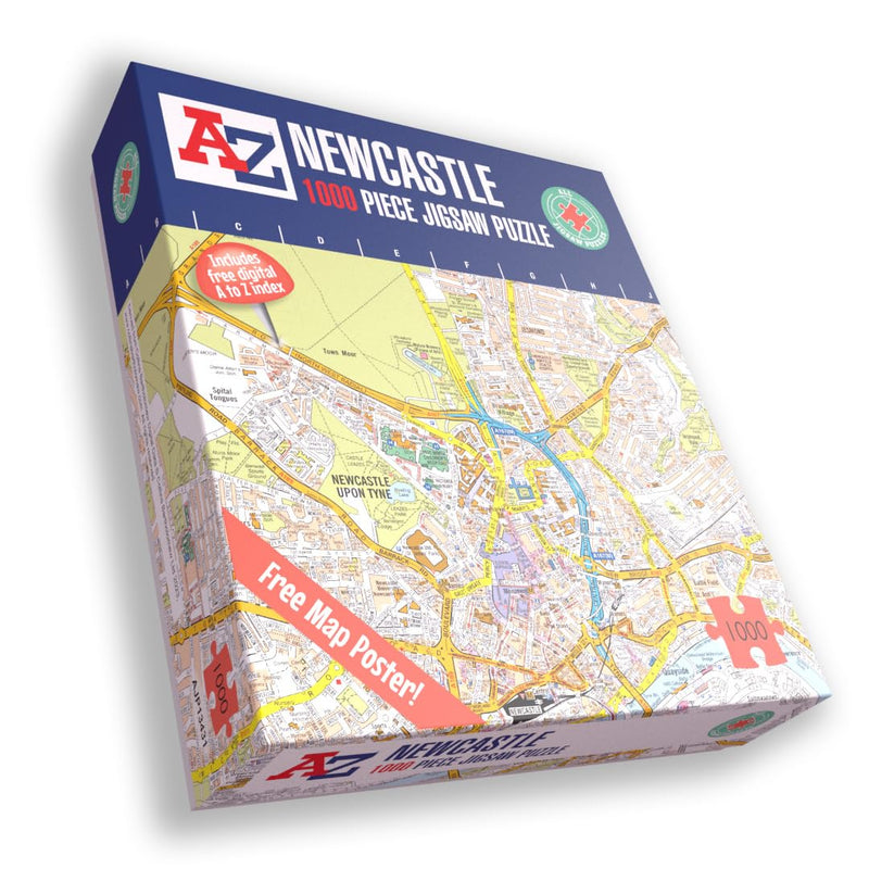 A to Z Map of Newcastle Jigsaw Puzzle For Adults - 1000 Piece Jigsaw Puzzle Gift - Map jigsaw Puzzles, Map Gift