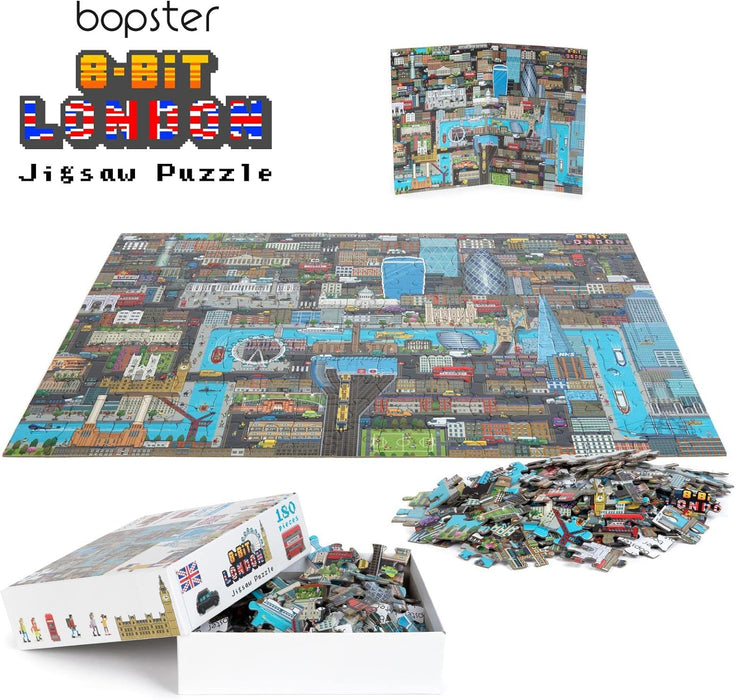 Jigsaw Puzzles for Kids 180 Pieces London Puzzle for Kids - 8-bit Retro Style Jigsaw Puzzle London - Kids Puzzles Made with 100% Recycled Cardboard - Level 1 by bopster