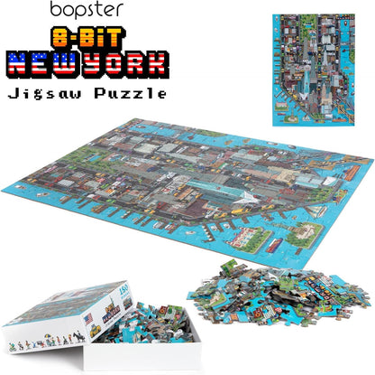 Jigsaw Puzzles for Kids 180 Piece New York Jigsaw Puzzle - 8-bit Retro Style New York Puzzle - Kids Puzzles Made with 100% Recycled Cardboard - Level 1 by bopster