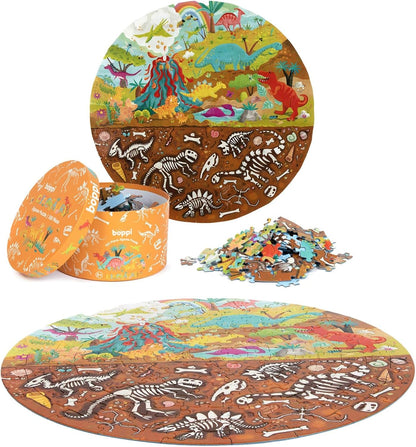 Boppi puzzles for 5+ year olds / 150 Piece Round Circle Jigsaw Puzzles for Kids Aged 5-8 Made with 100% Recycled Card – Dinosaur