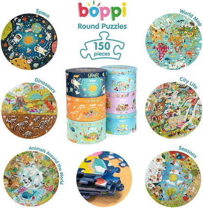 Boppi puzzles for 5+ year olds / 150 Piece Round Circle Jigsaw Puzzles for Kids Aged 5-8 Made with 100% Recycled Card –