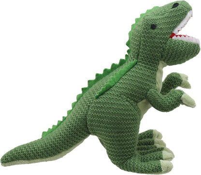 Wilberry - Knitted Green T-Rex (Small) Soft Toy Dinosaur - WB004336