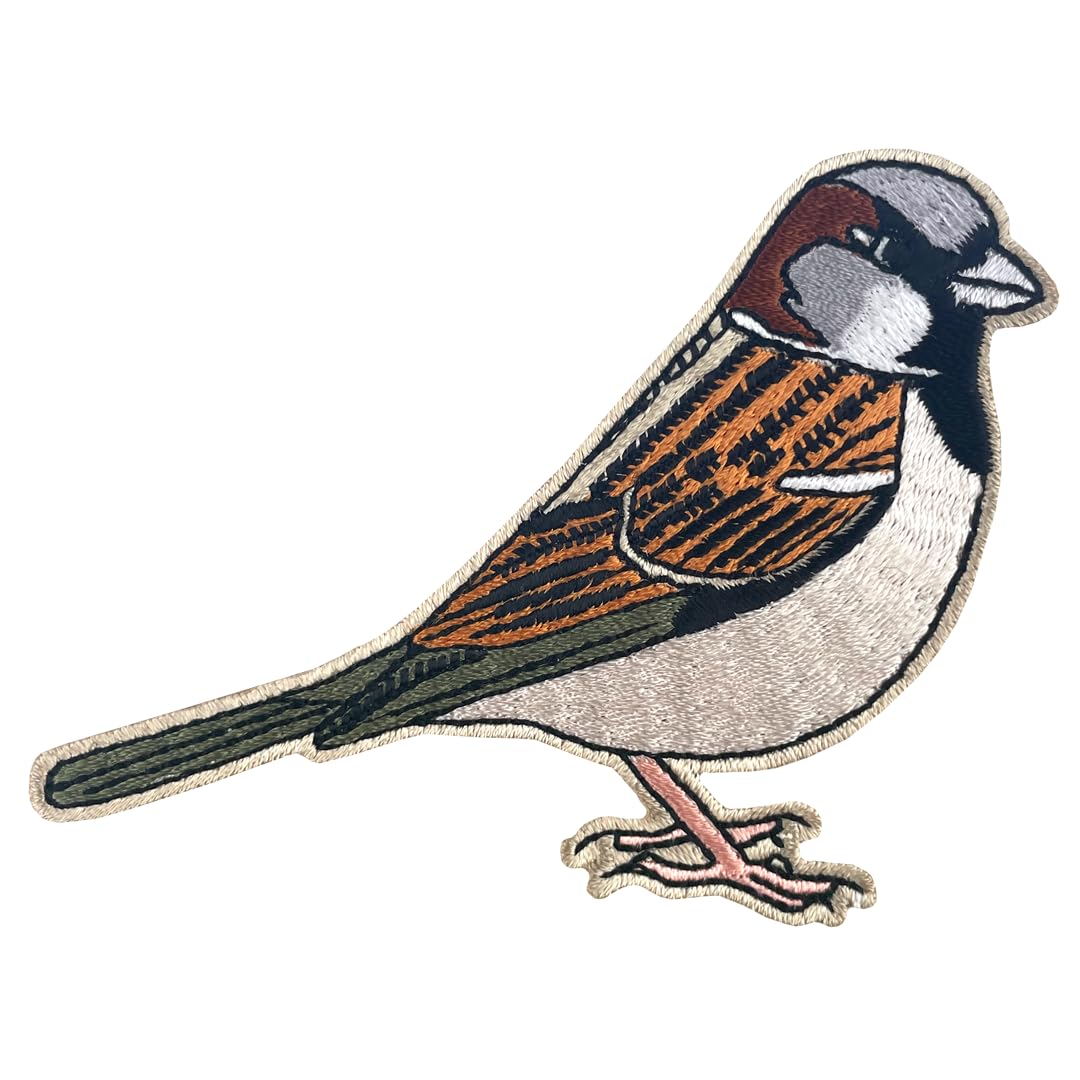Pawprint Family | House Sparrow Bird Sew on Patch | Official Merchandise Supporting The RSPB