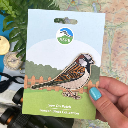 Pawprint Family | House Sparrow Bird Sew on Patch | Official Merchandise Supporting The RSPB