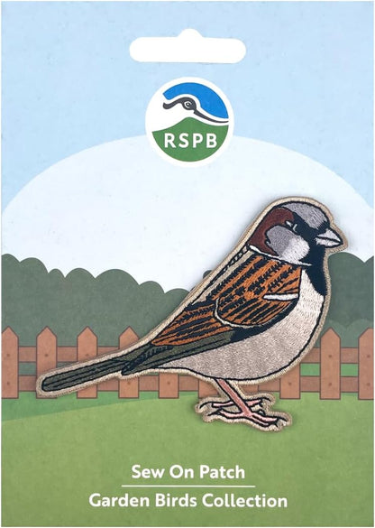 Pawprint Family | House Sparrow Bird Sew on Patch | Official Merchandise Supporting The RSPB