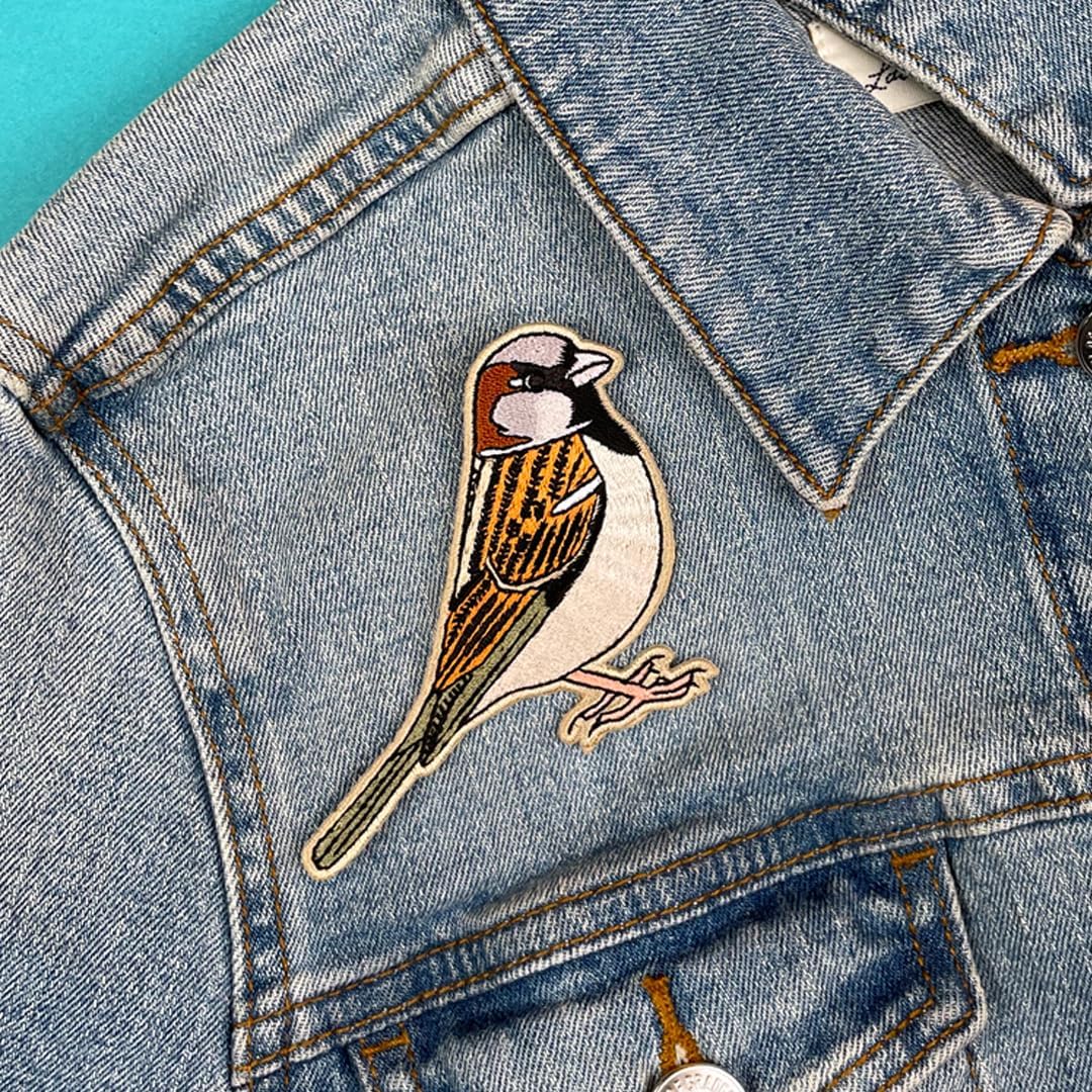 Pawprint Family | House Sparrow Bird Sew on Patch | Official Merchandise Supporting The RSPB