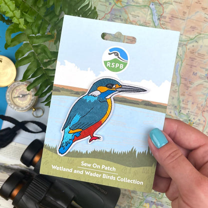 Pawprint Family | Kingfisher Bird Sew on Patch | Official Merchandise Supporting The RSPB