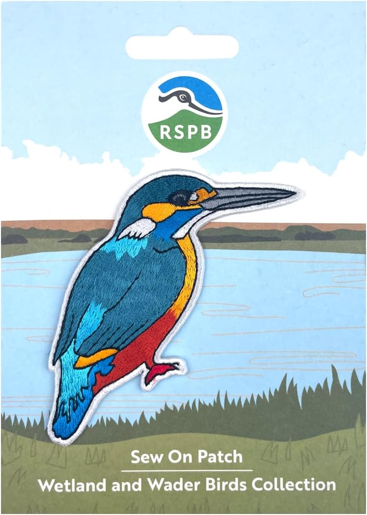 Pawprint Family | Kingfisher Bird Sew on Patch | Official Merchandise Supporting The RSPB