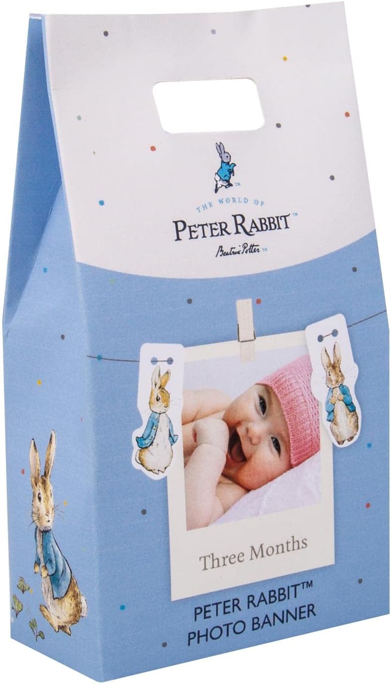 Peter Rabbit Photo Banner. Includes 12 Picture Cards, Peter Rabbit Character Hooks & 1 card for each of first 12 months. Officially Licensed Peter Rabbit Merchandise.