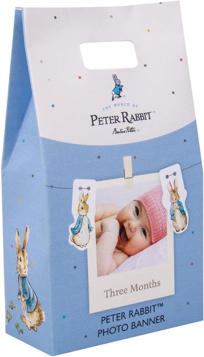 Peter Rabbit Photo Banner. Includes 12 Picture Cards, Peter Rabbit Character Hooks & 1 card for each of first 12 months. Officially Licensed Peter Rabbit Merchandise.