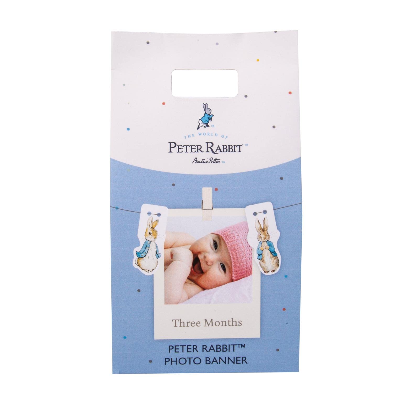 Peter Rabbit Photo Banner. Includes 12 Picture Cards, Peter Rabbit Character Hooks & 1 card for each of first 12 months. Officially Licensed Peter Rabbit Merchandise.