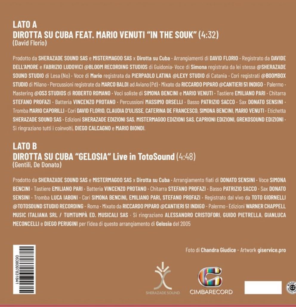 Dirotta Su Cuba feat. Mario Venuti, "In The Souk" Vinile Nero Numerato con Inserto Autografato