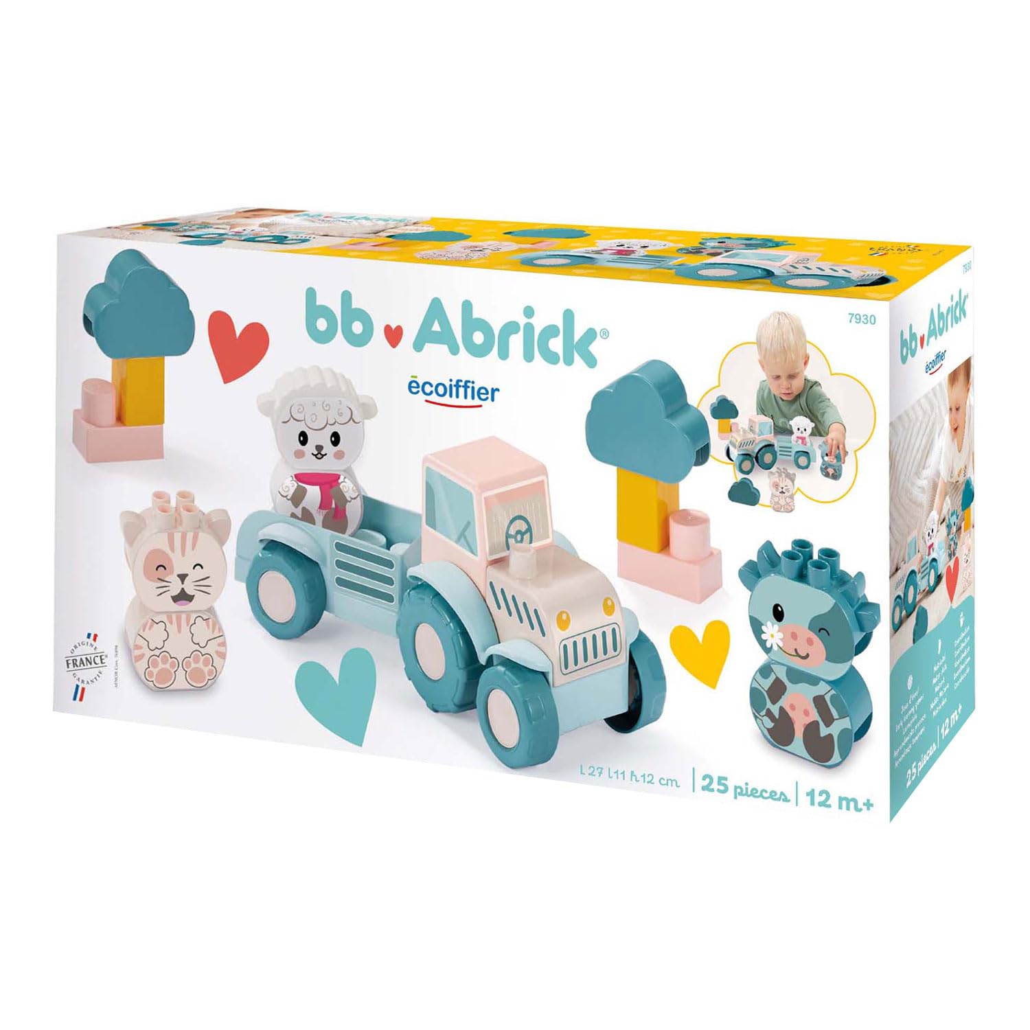 Abrick - Ecoiffier Abrick Baby Mijn Eerste Tractor met Grappige Dieren 25dlg.