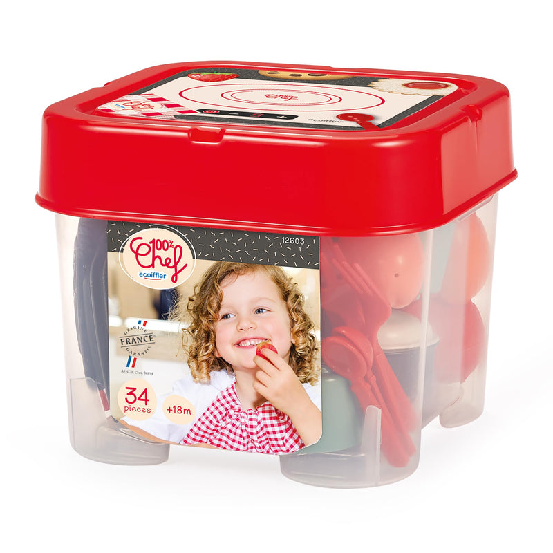 Ecoiffier 100% Chef Eetset met Speeleten, 34dlg.