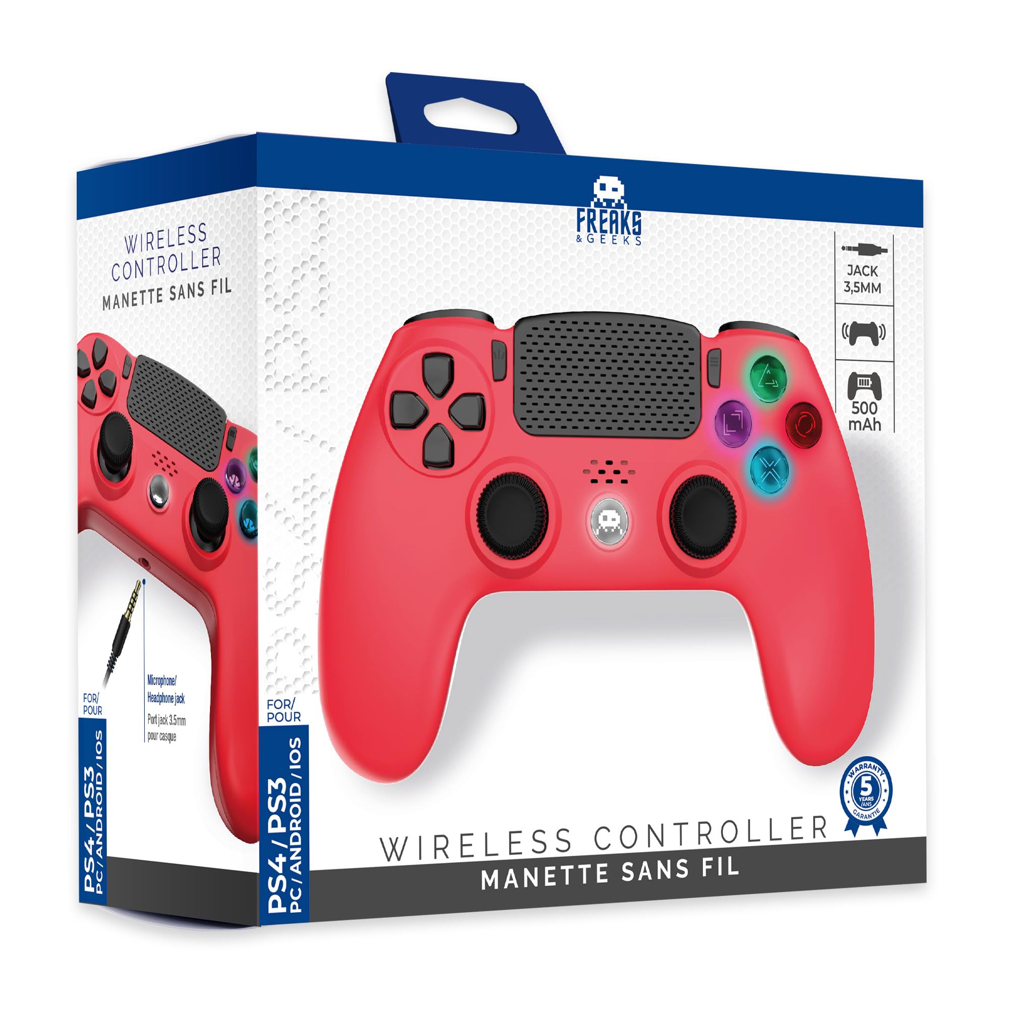 `Wireless Controller For Ps4 With 3,5Mm Jack Slot - Led - Red`