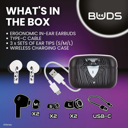 Cable Guys Buds - The Nightmare Before Christmas Jack Skellington Buds Wireless Earbuds Small Tech Accessories For Phone (iPhone, Samsung, Google Pixel