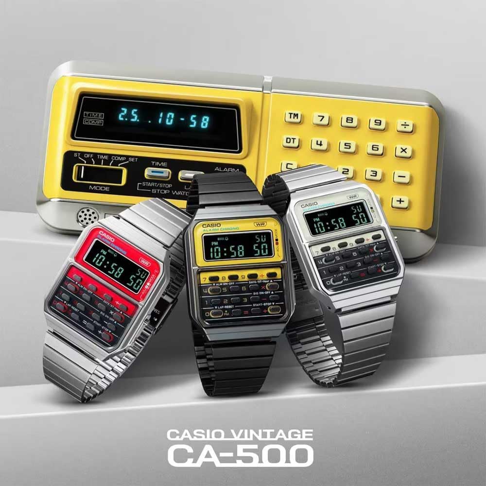 Casio Men Digital Quarz Watch with Stainless Steel Strap CA-500WEGG-9BEF