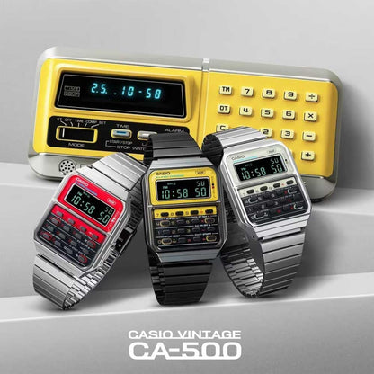 Casio Men Digital Quarz Watch with Stainless Steel Strap CA-500WEGG-9BEF