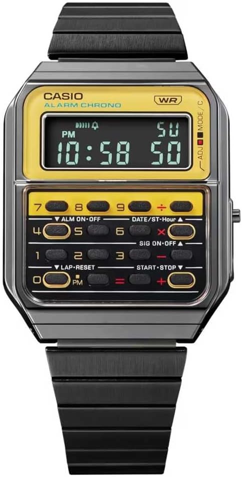 Casio Men Digital Quarz Watch with Stainless Steel Strap CA-500WEGG-9BEF