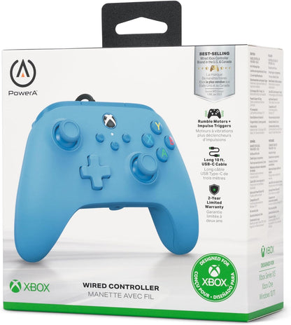 PowerA Wired Controller For Xbox Series X & S, Xbox One, PC, Windows 10 & 11, Dual Rumble Motors, Detachable 10ft USB Cable, 3.5mm Stereo Headset Jack, Official: