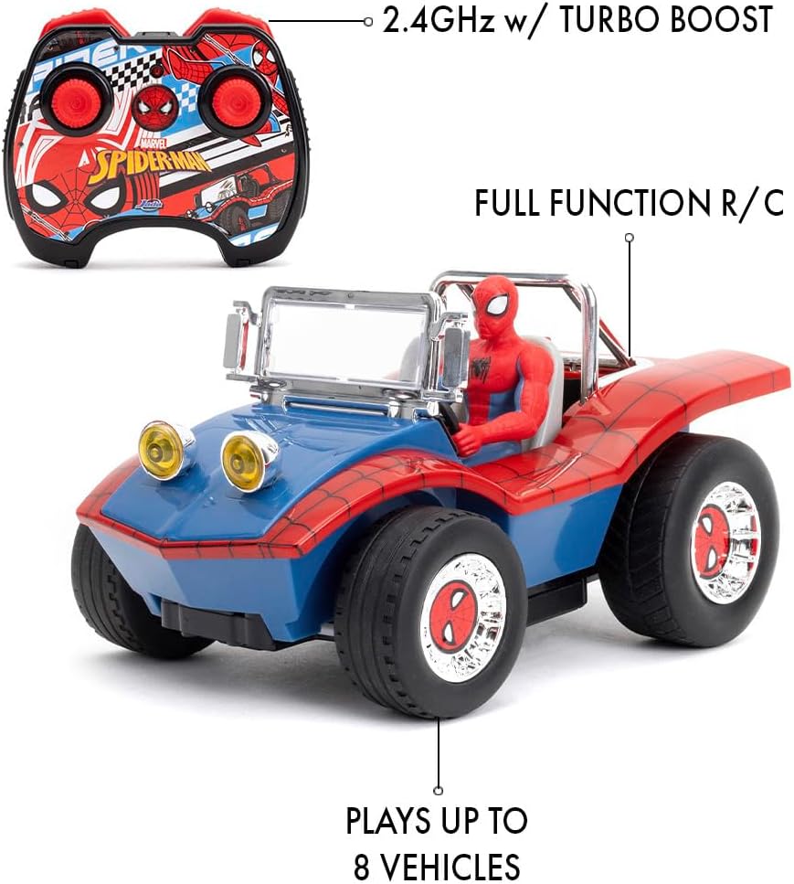 Jada Marvel Spiderman Buggy RC - Radio Controlled Car Turbo Function - Scale 1:24 - Ages 6 and Above