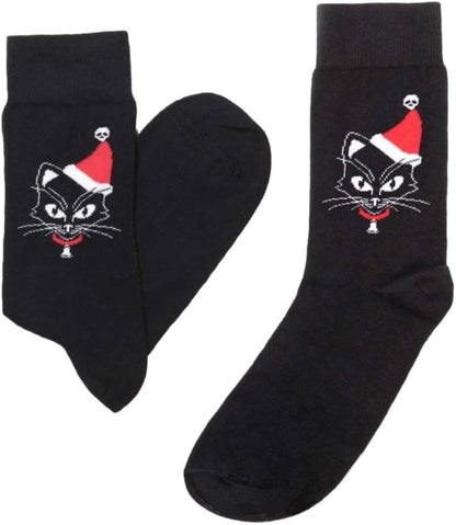 Alchemy Catmas Calzini Natale Gatto Gotico Grunge Punk Eccentrico Divertente
