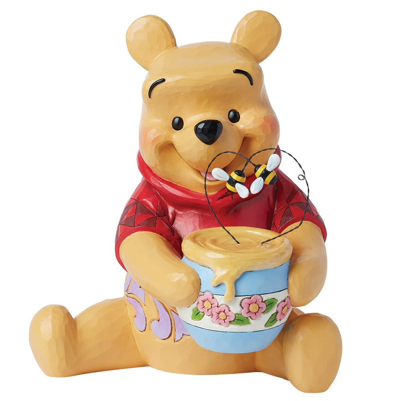 Enesco Disney Traditions Collection by Jim Shore Winnie The Pooh con vaso di miele e ape grande figurina, in resina di pietra, dipinta a mano, statuetta Disney da collezione, 30,5 cm