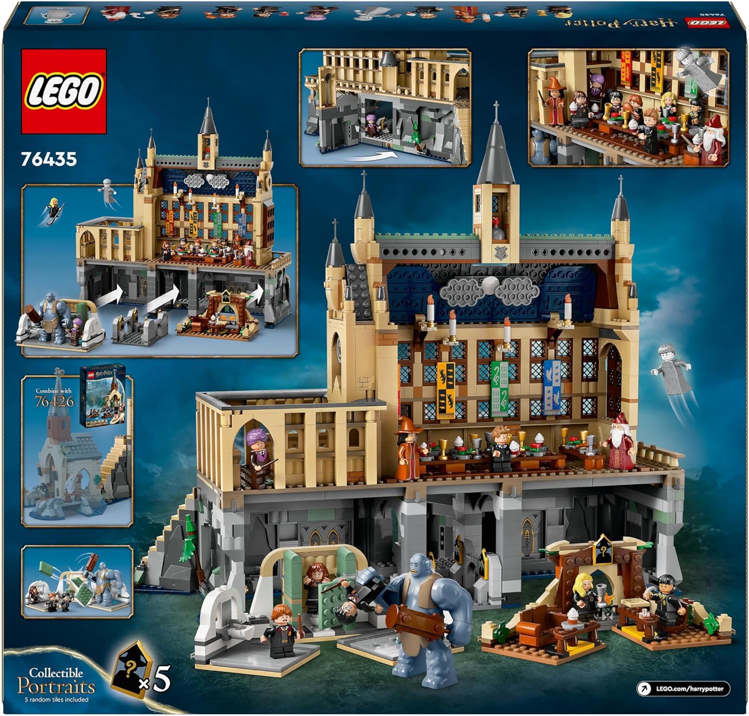 LEGO Harry Potter Hogwarts Castle: The Great Hall Set, Collectible Toy Playset for Kids, Boys & Girls, with 11 Minifigures Incl. Hermione Granger and Ron Weasley, Wizarding World Gift for Fans 76435