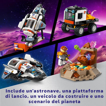 LEGO City Base Spaziale e Piattaforma di Lancio, Gioco per Bambini da 8 Anni in su con Gru Giocattolo a 360 Gradi, Astronave, Veicolo Rover, 6 Minifigure di Astronauti, Robot e 2 Alieni 60434