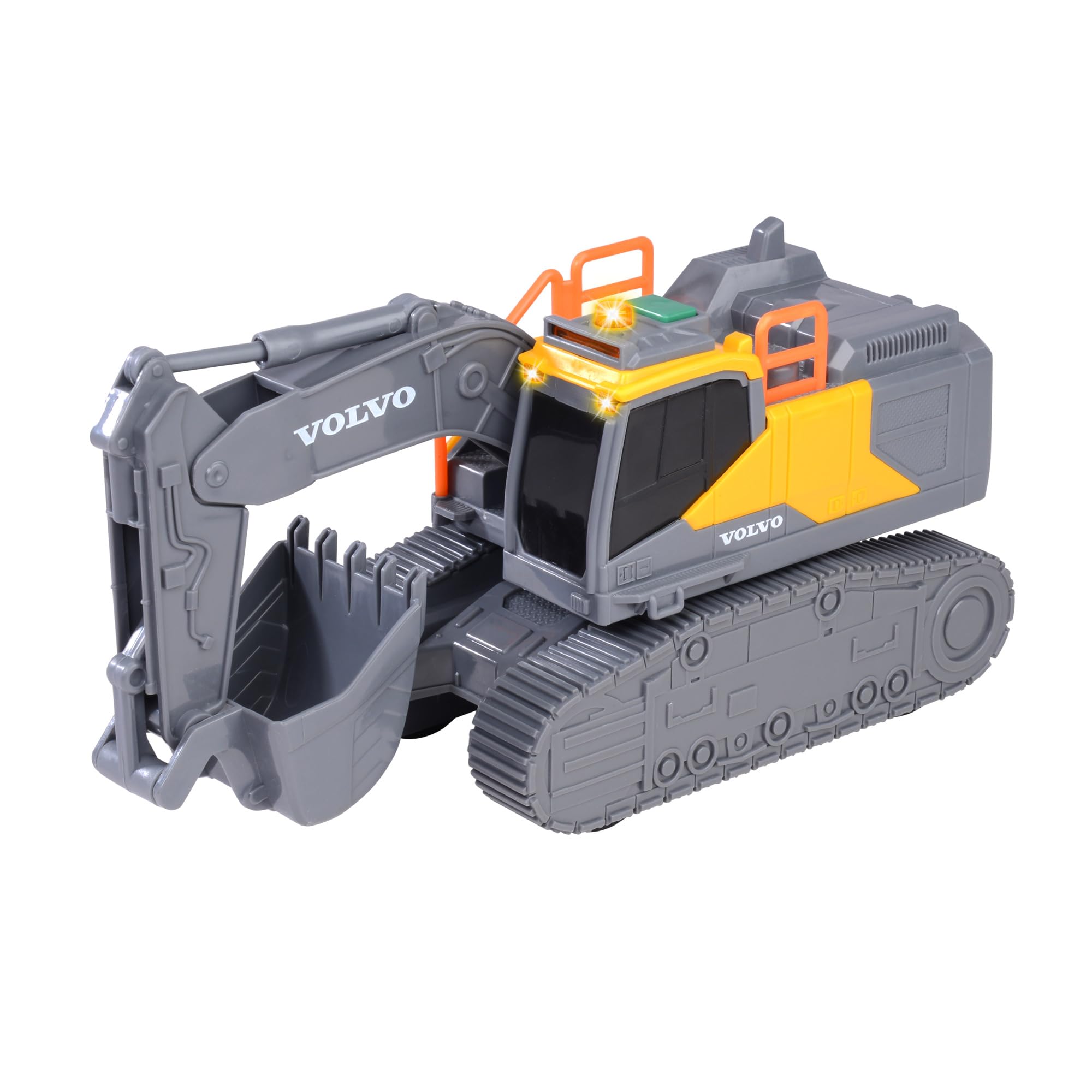 Dickie Toys - Escavatore cingolato Volvo, 23 cm, Escavatore con luce integrata, Effetti sonori, Ruote girevoli, Veicolo da costruzione per bambini a partire da 3 anni (203723008