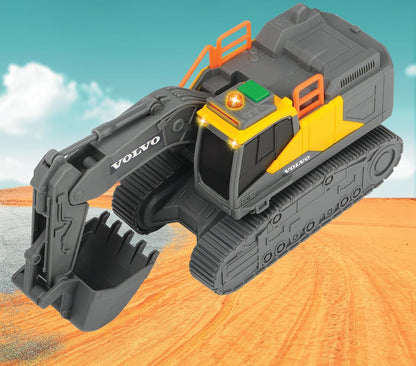 Dickie Toys - Escavatore cingolato Volvo, 23 cm, Escavatore con luce integrata, Effetti sonori, Ruote girevoli, Veicolo da costruzione per bambini a partire da 3 anni (203723008