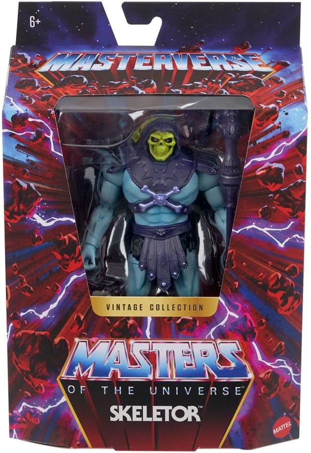 Masters of the Universe Masterverse Skeletor Vintage Collection 18 cm Action Figure with Accessories Sword and Staff - Blue and Purple