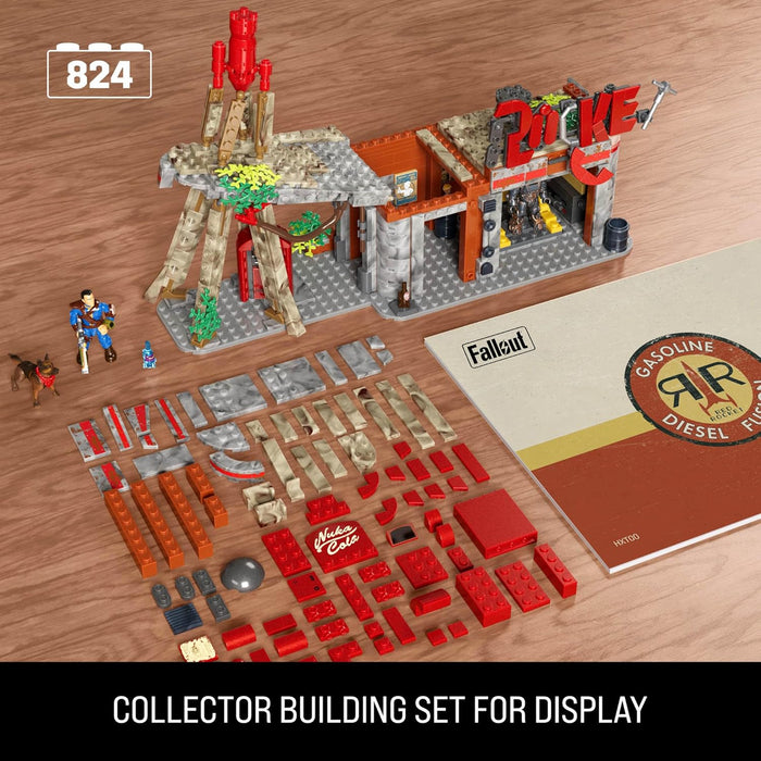 MEGA Fallout Action Figures Building Toys, Red Rocket Truck Stop with 824 Pieces, 2 Poseable Characters and Accessories, for Collectors
